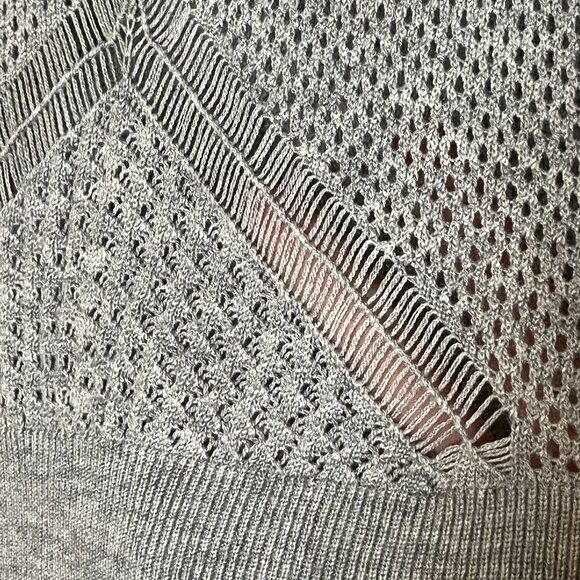 Ella Moss Gray Long Sleeve Knit Sweater With Intricate Pattern Textured Design S - Picture 3 of 9